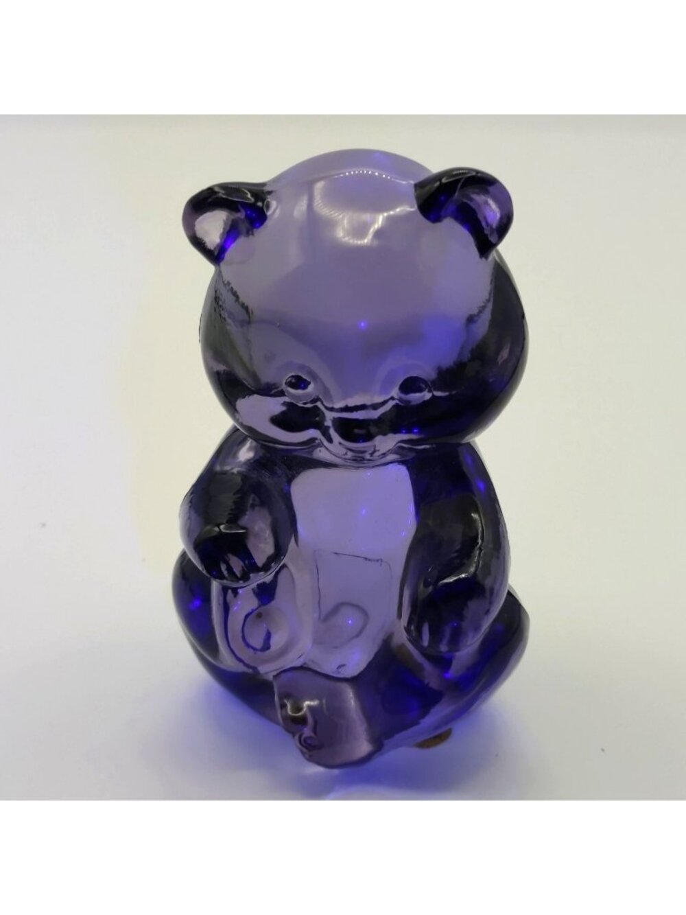 Fenton Mini Glass Bear 5251 Violet OE Purple UV Glow Commemorates 100 Years